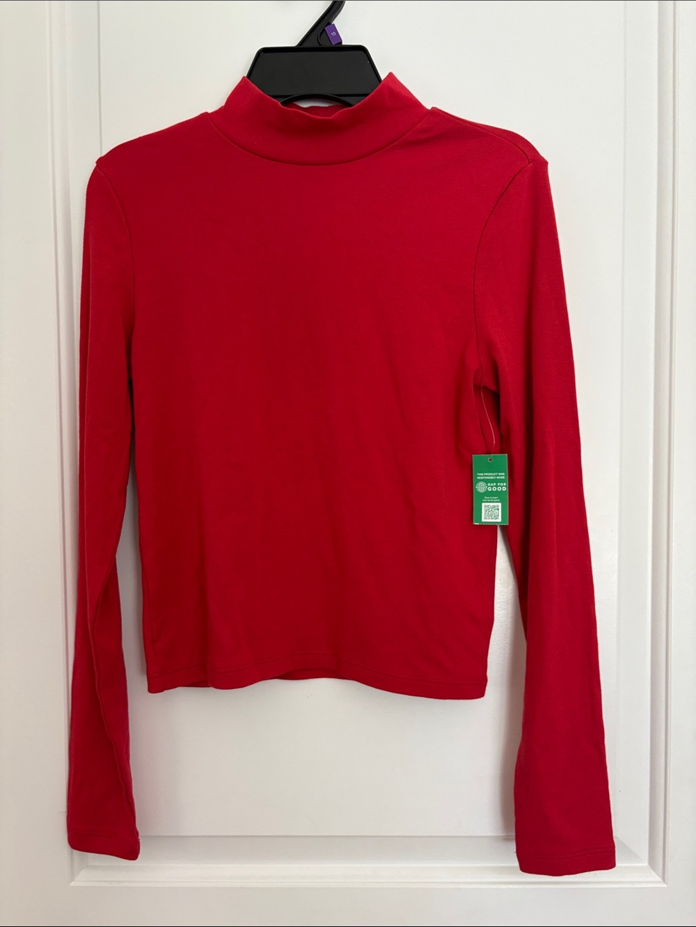 Red Long-Sleeve Mock Neck Top Gap kids size 12 NWT